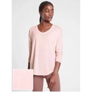 Athleta Cloudlight Stratus Ballerina Pink Stripe Long Sleeve T-shirt Knit Top S